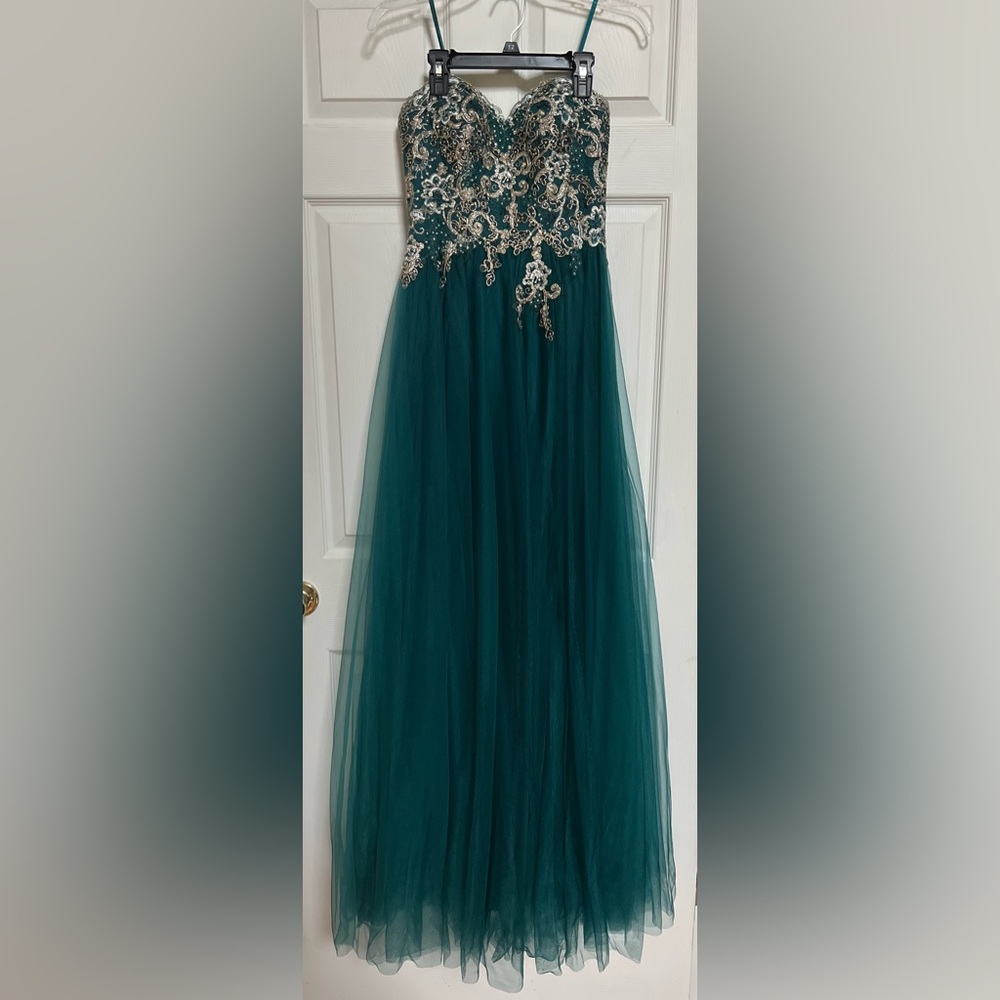 Blondie Nites Emerald Green Tulle Gown